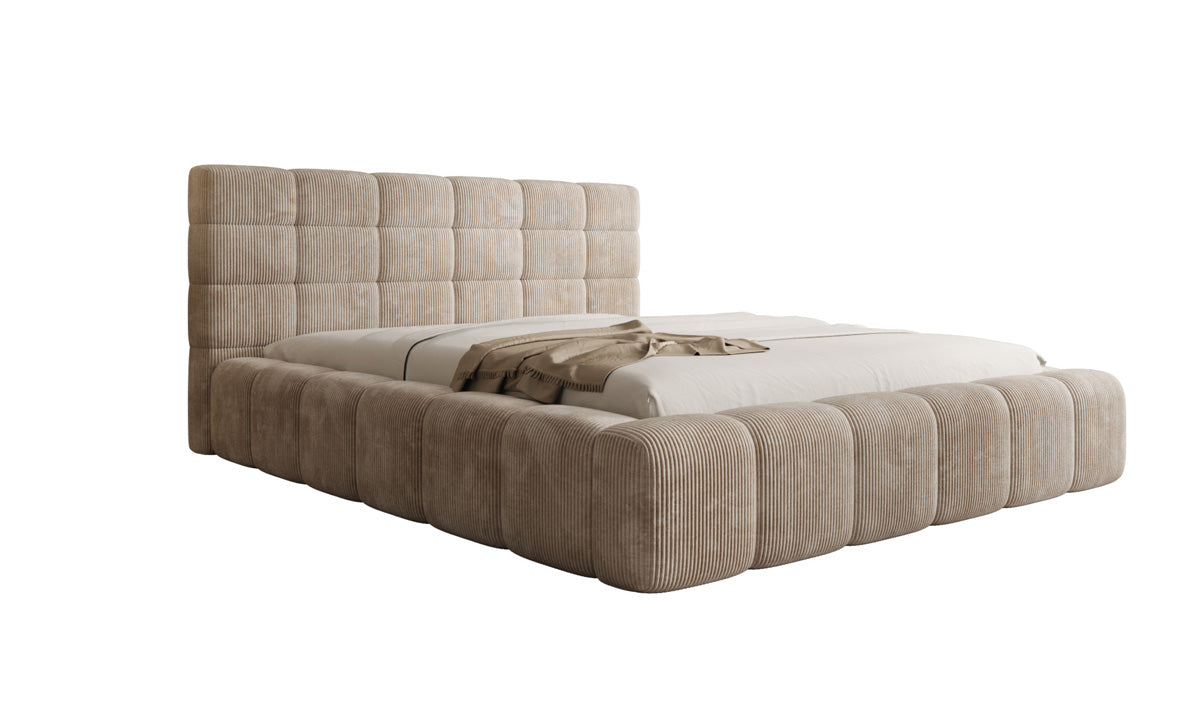 Designer Polsterbett Marshmallow in Cord mit Stauraum