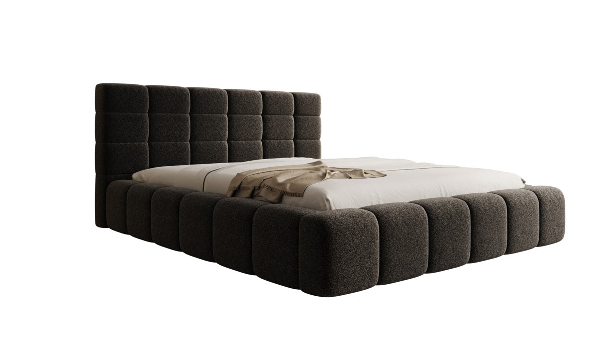 Designer Polsterbett Marshmallow in Strukturstoff mit Stauraum