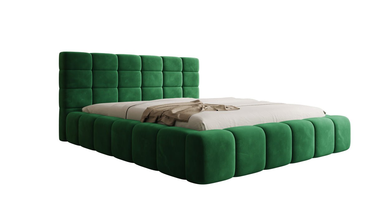 Designer Polsterbett Marshmallow in Samt mit Stauraum