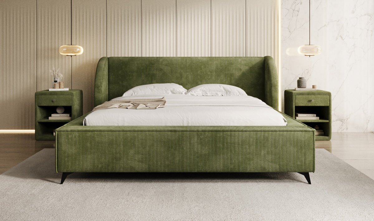 Designer Polsterbett Freya Cord mit Stauraum