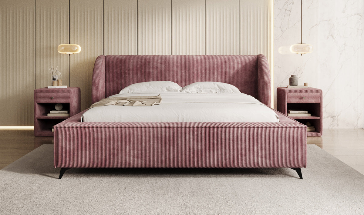 Designer Polsterbett Freya Cord mit Stauraum
