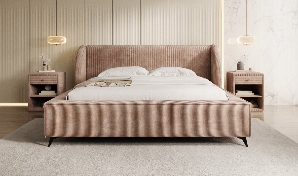 Designer Polsterbett Freya Cord mit Stauraum
