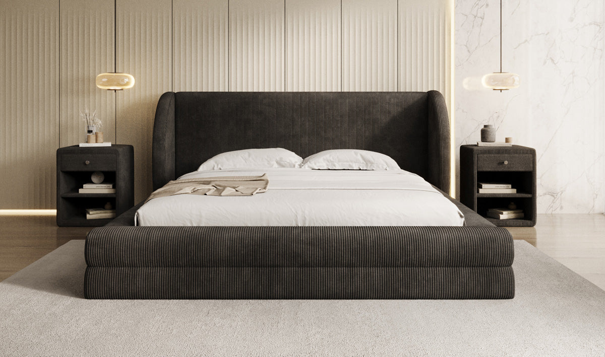Designer Polsterbett Liv Cord mit Stauraum