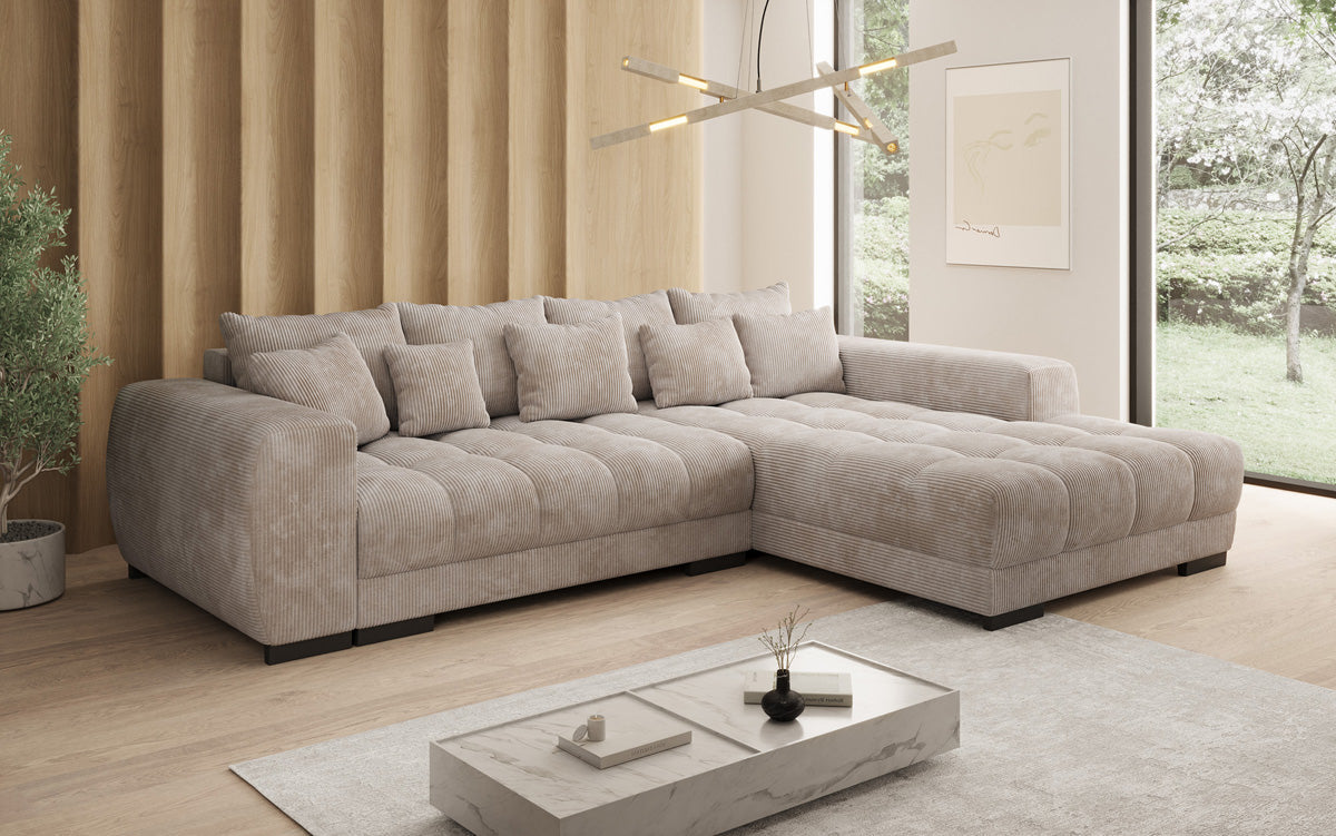 Designer Sofa Balu mit Schlaffunktion und Stauraum in Cord