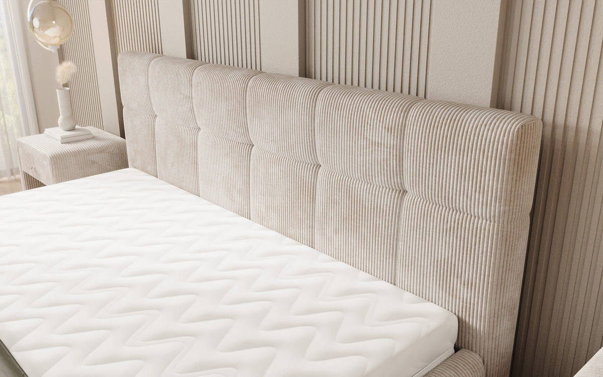Designer Polsterbett Nelly in Cord mit Stauraum