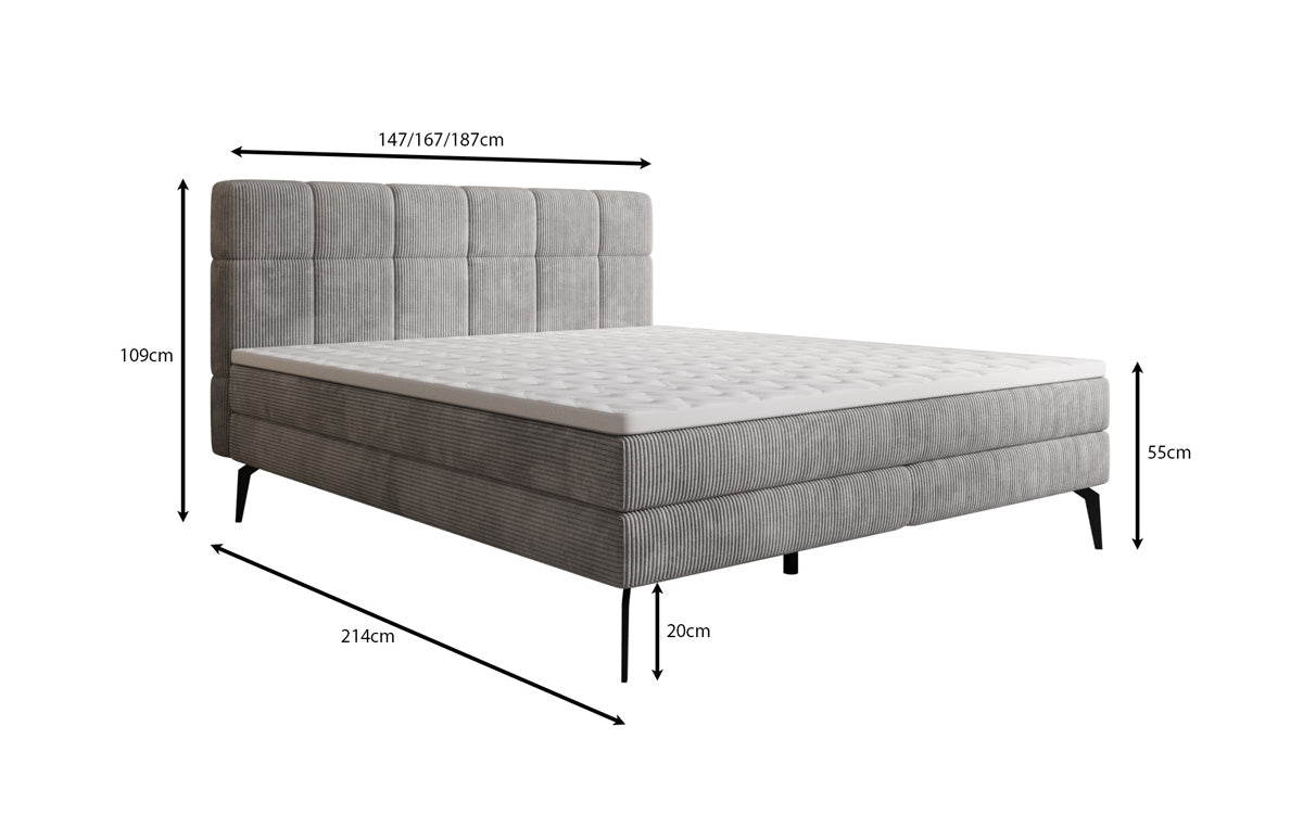 Boxspringbett Vera in Cord mit hohen Füßen