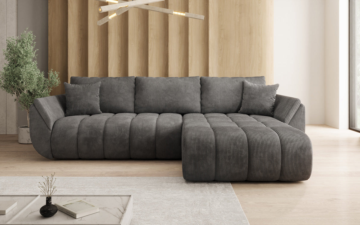 Designer Sofa Lenoa L mit Schlaffunktion und Stauraum in Cord