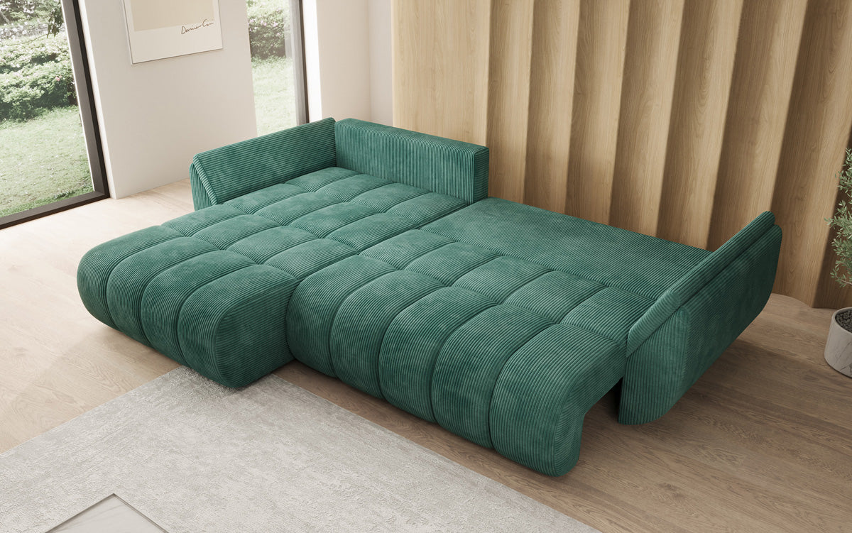 Designer Sofa Lenoa L mit Schlaffunktion und Stauraum in Cord