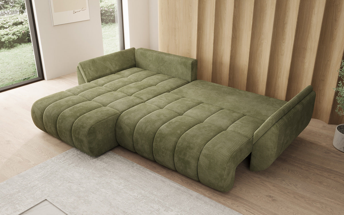 Designer Sofa Lenoa L mit Schlaffunktion und Stauraum in Cord