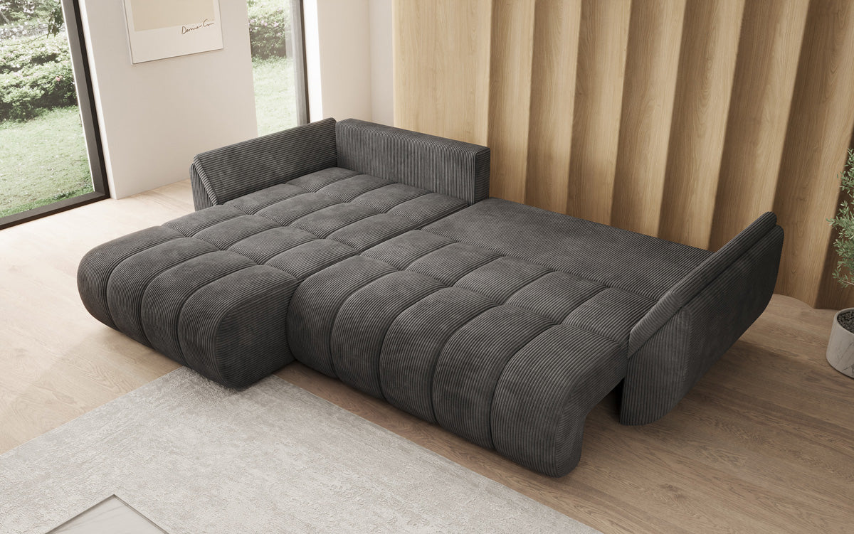 Designer Sofa Lenoa L mit Schlaffunktion und Stauraum in Cord