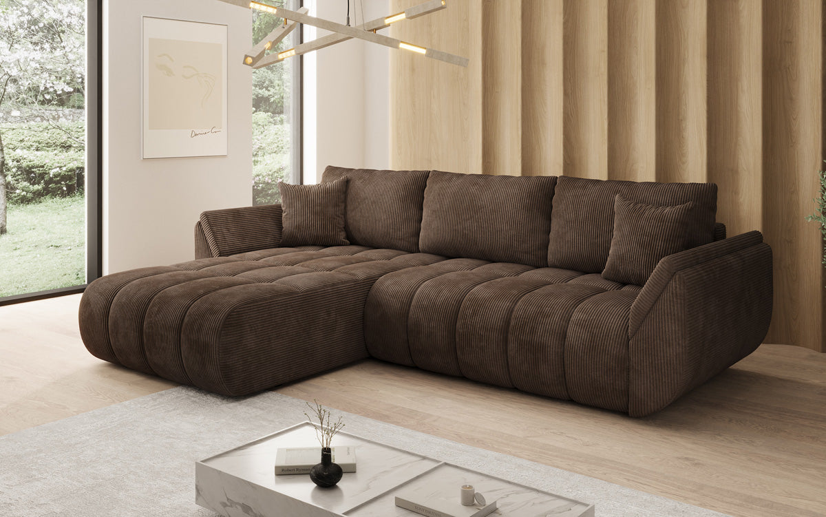 Designer Sofa Lenoa L mit Schlaffunktion und Stauraum in Cord