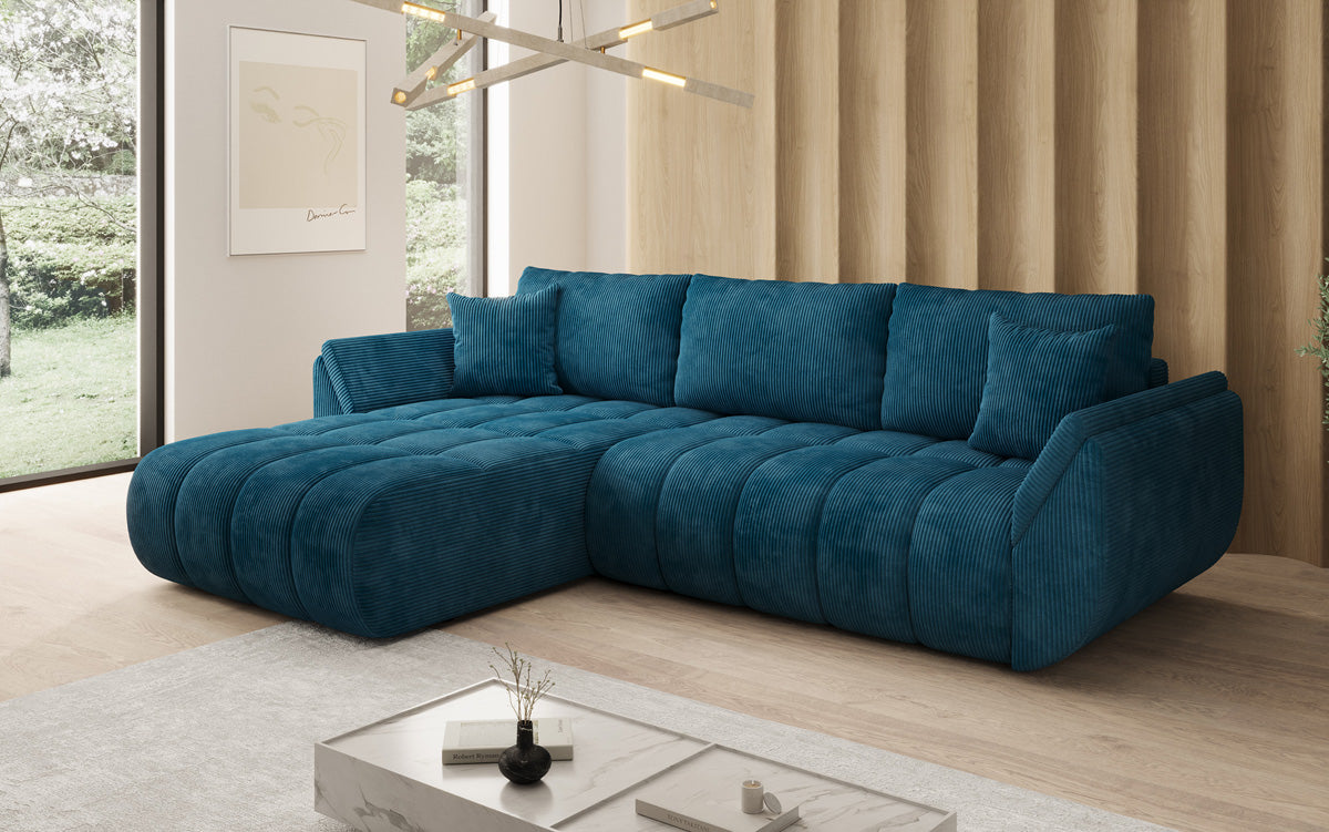 Designer Sofa Lenoa L mit Schlaffunktion und Stauraum in Cord