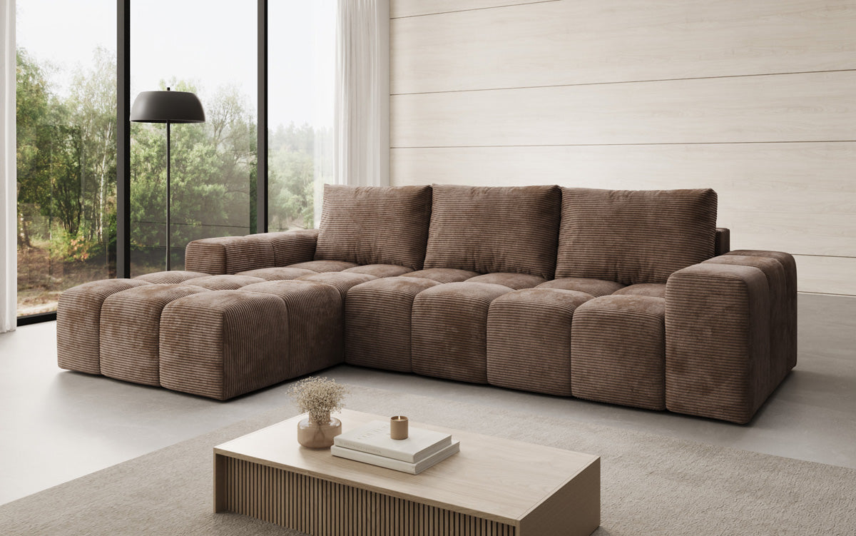 Designer Sofa Aila mit Schlaf- und Klappfunktion in Cord