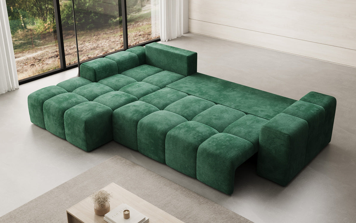 Designer Sofa Aila mit Schlaf- und Klappfunktion in Cord