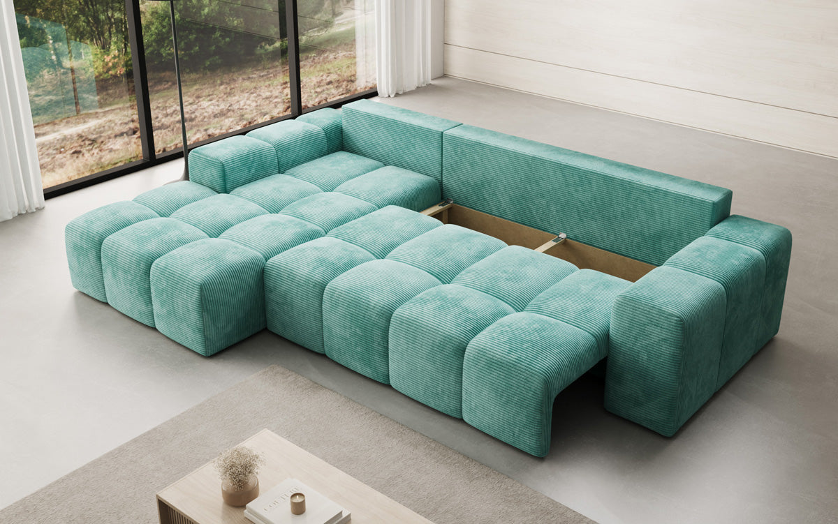 Designer Sofa Aila mit Schlaf- und Klappfunktion in Cord