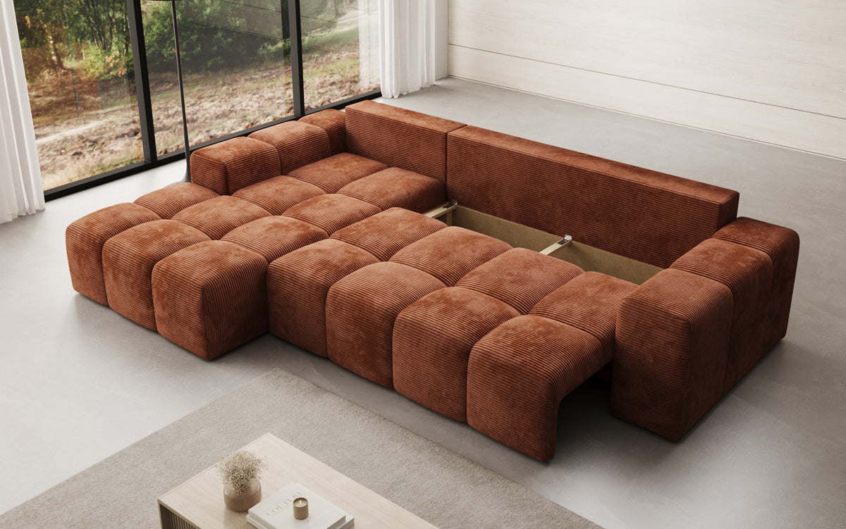 Designer Sofa Aila mit Schlaf- und Klappfunktion in Cord