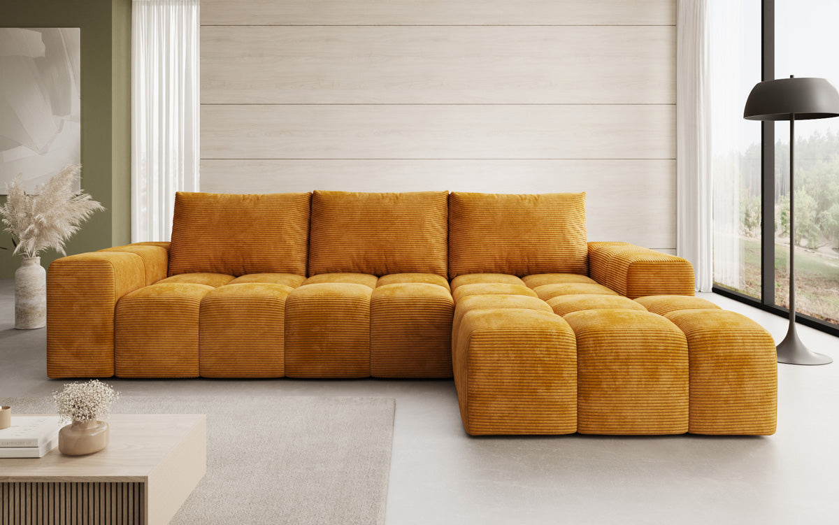 Designer Sofa Aila mit Schlaf- und Klappfunktion in Cord