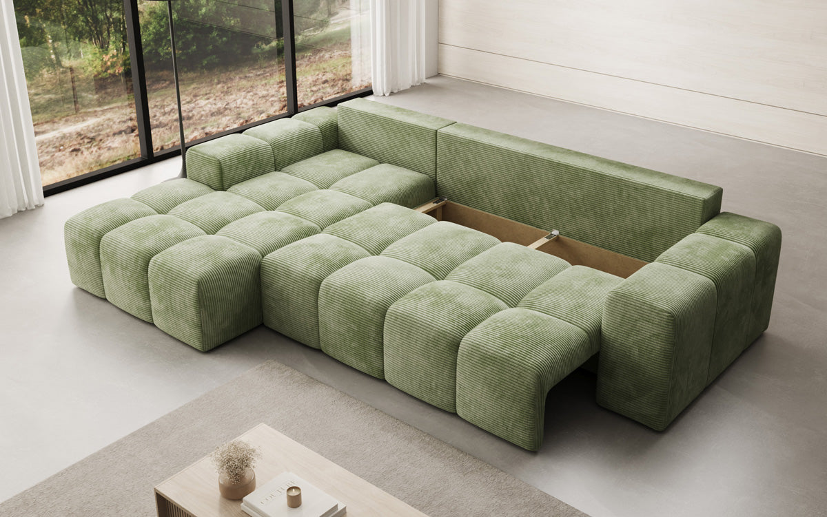 Designer Sofa Aila mit Schlaf- und Klappfunktion in Cord