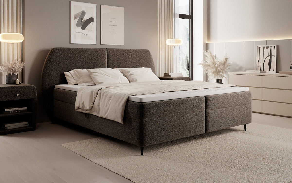 Boxspringbett Nara in Strukturstoff mit Stauraum