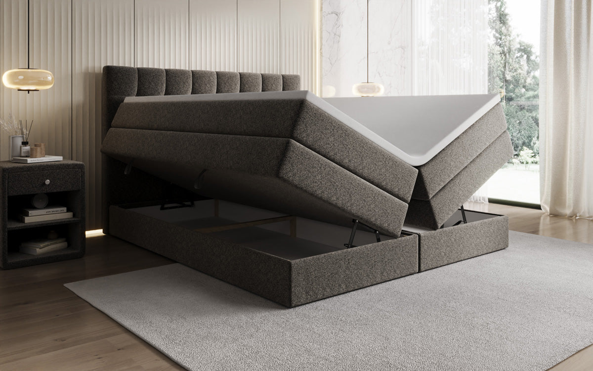 Boxspringbett Grandé in Strukturstoff mit Stauraum
