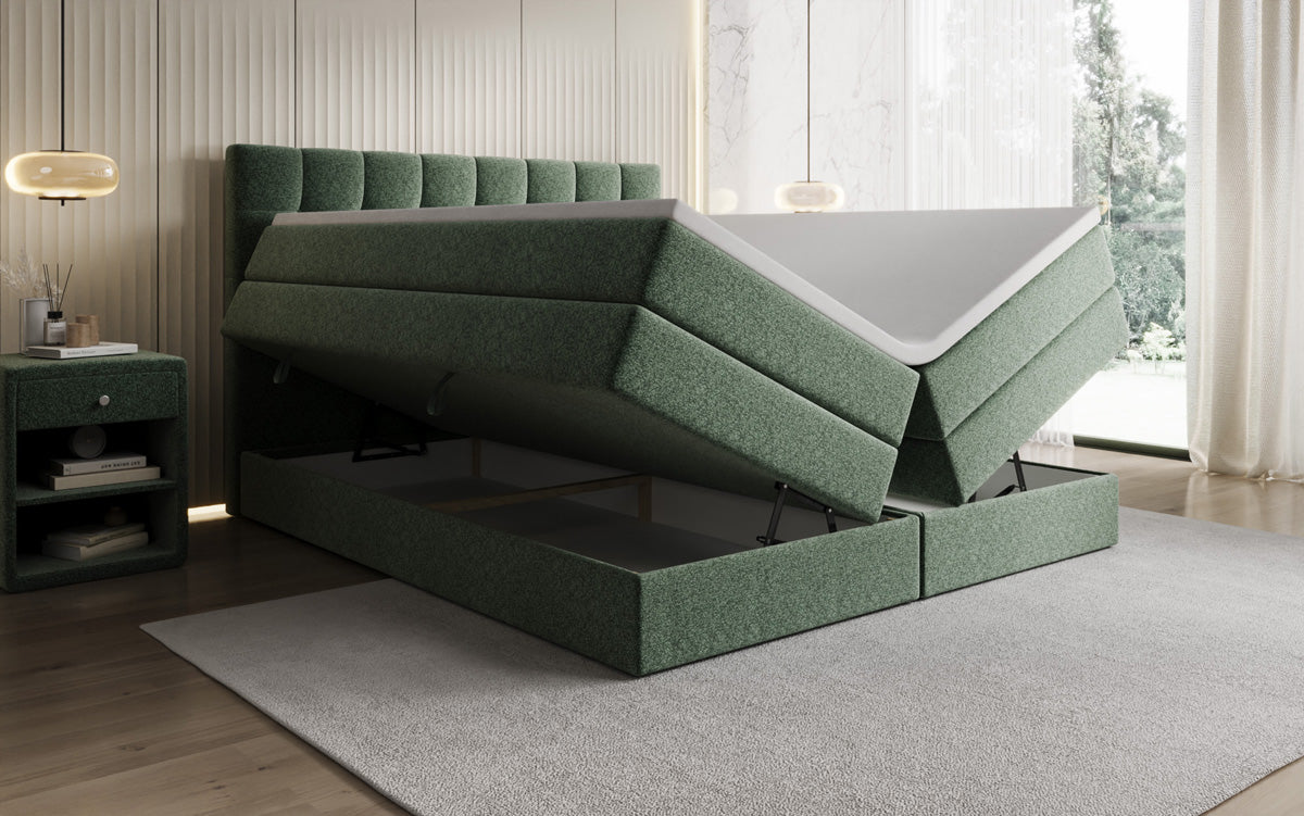 Boxspringbett Grandé in Strukturstoff mit Stauraum