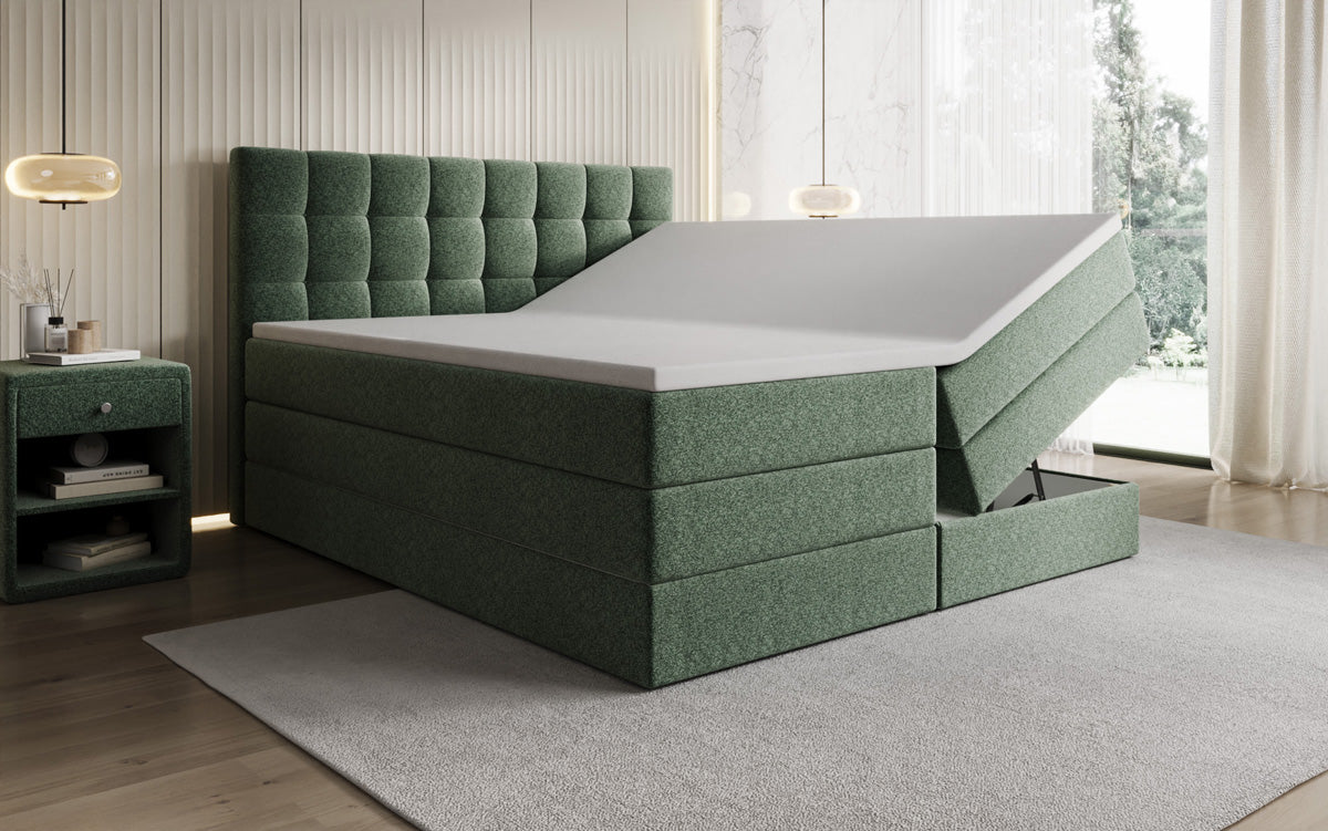 Boxspringbett Grandé in Strukturstoff mit Stauraum