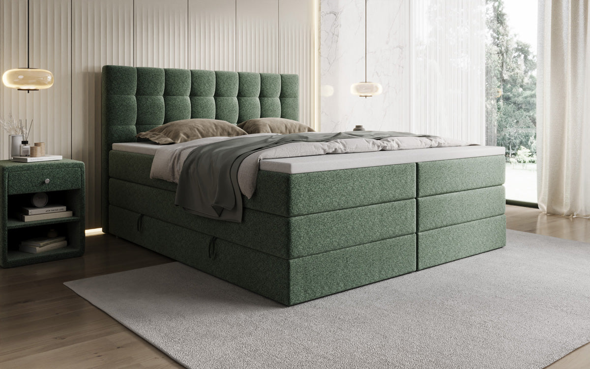 Boxspringbett Grandé in Strukturstoff mit Stauraum