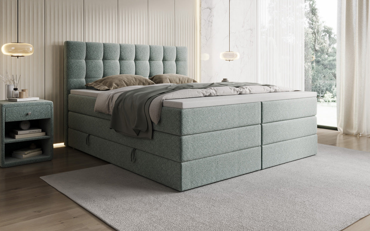 Boxspringbett Grandé in Strukturstoff mit Stauraum