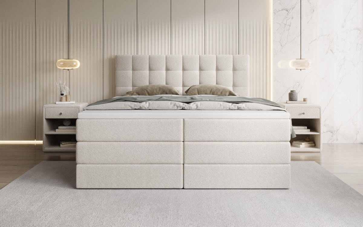 Boxspringbett Grandé in Strukturstoff mit Stauraum