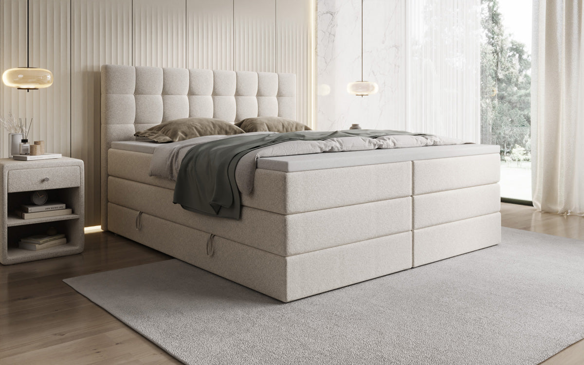 Boxspringbett Grandé in Strukturstoff mit Stauraum