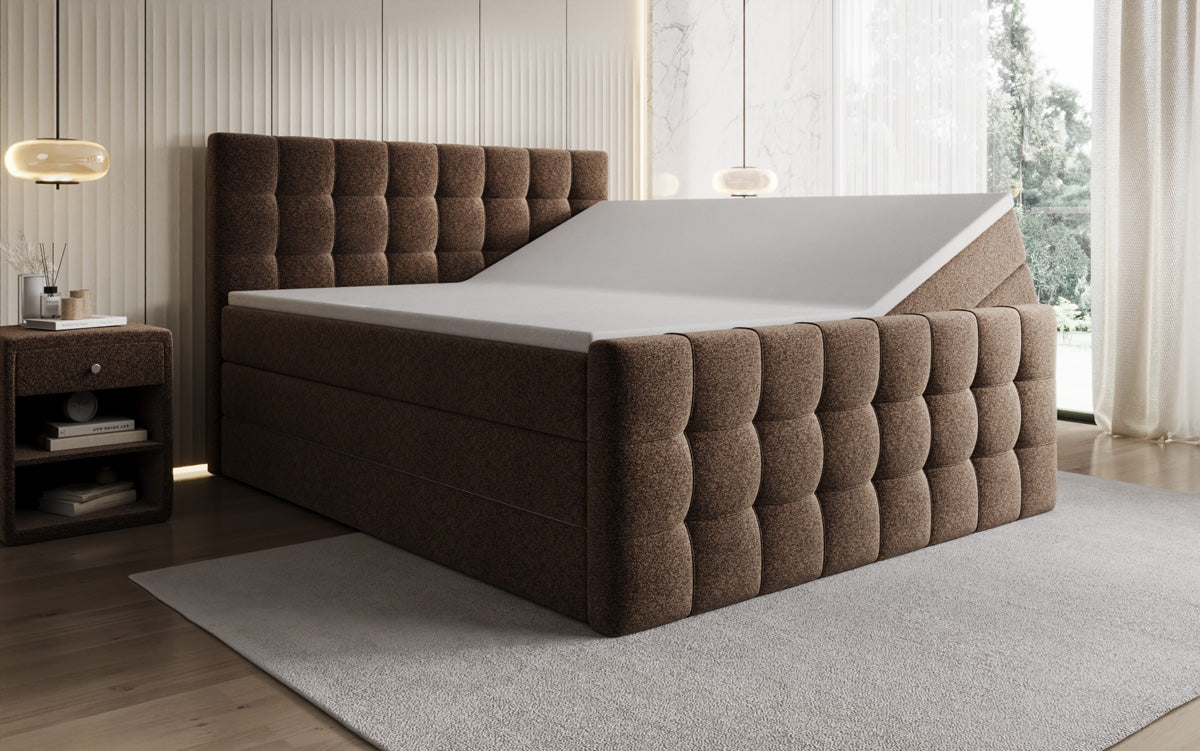 Boxspringbett Ascot in Strukturstoff mit Stauraum