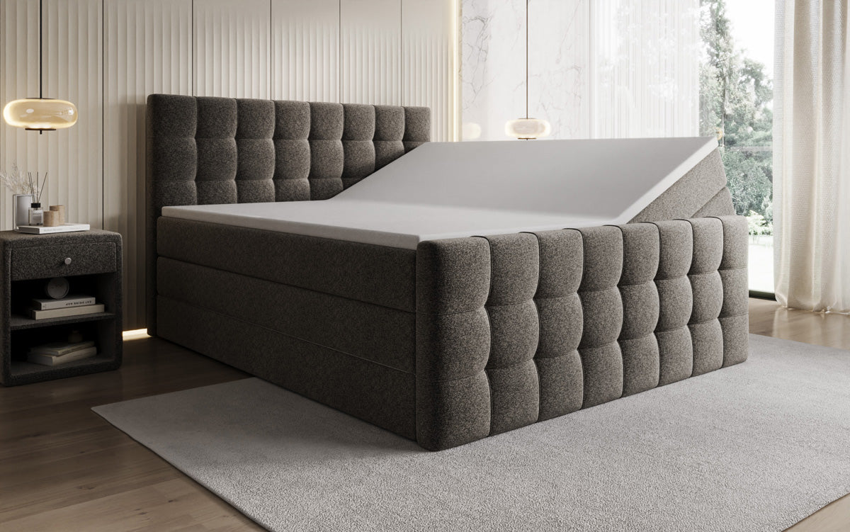 Boxspringbett Ascot in Strukturstoff mit Stauraum