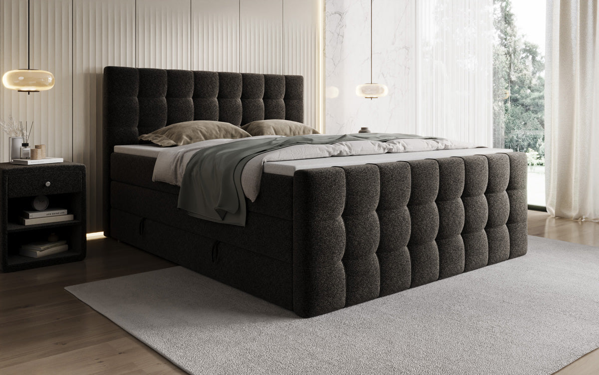 Boxspringbett Ascot in Strukturstoff mit Stauraum