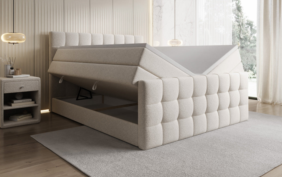 Boxspringbett Ascot in Strukturstoff mit Stauraum
