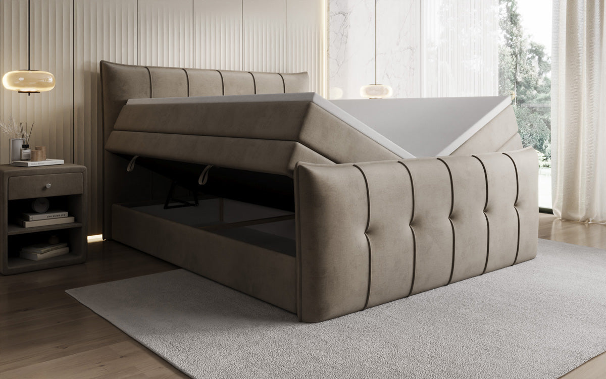 Boxspringbett Treviso mit Stauraum in Samt