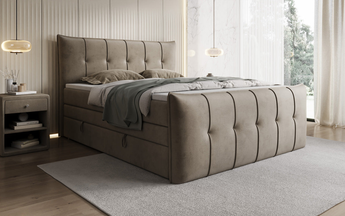 Boxspringbett Treviso mit Stauraum in Samt