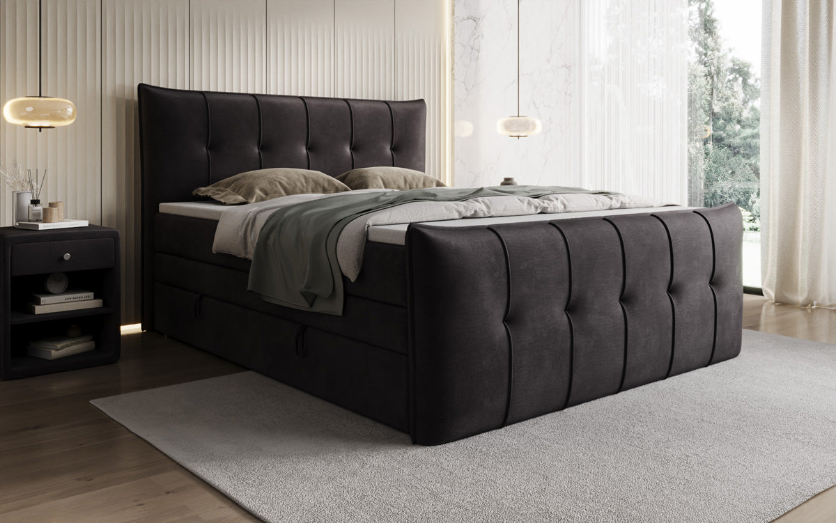 Boxspringbett Treviso mit Stauraum in Samt