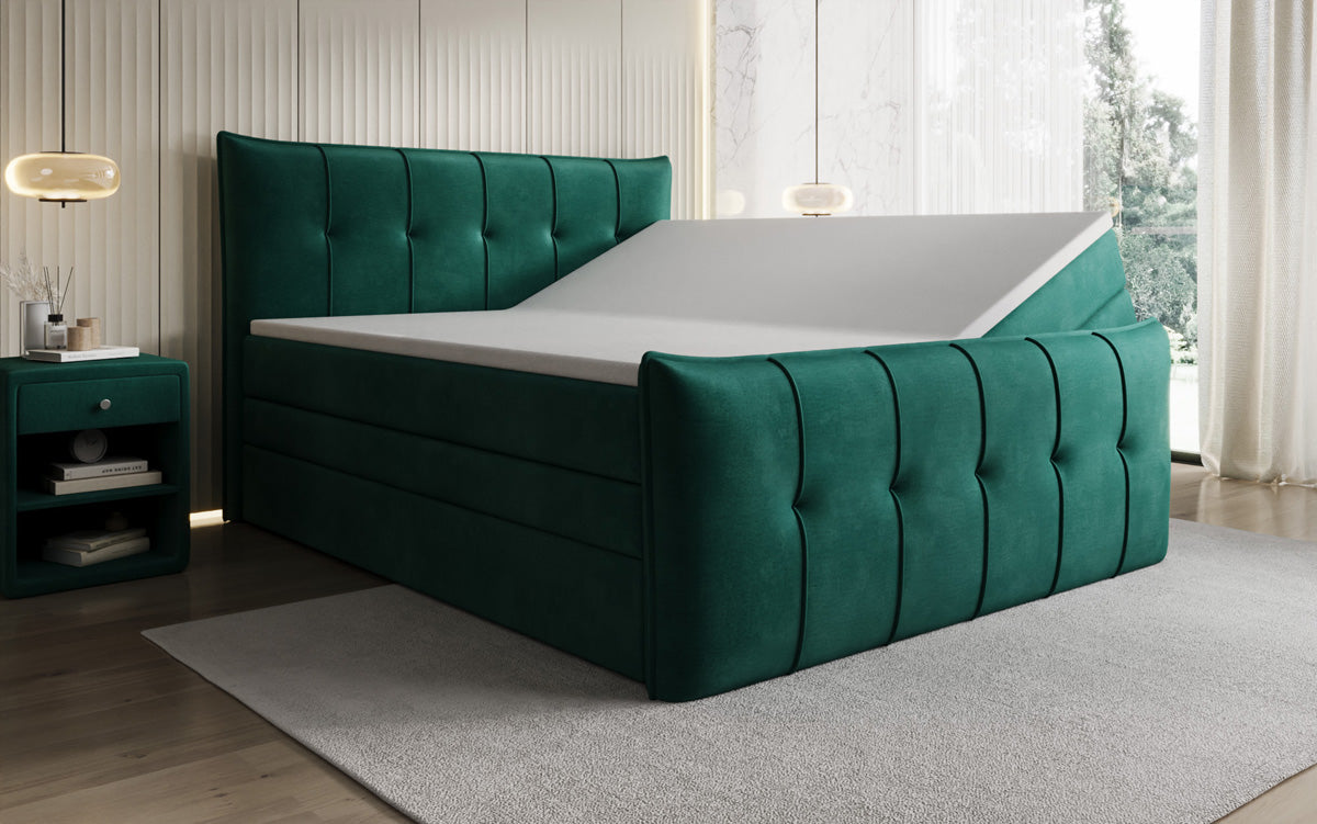 Boxspringbett Treviso mit Stauraum in Samt