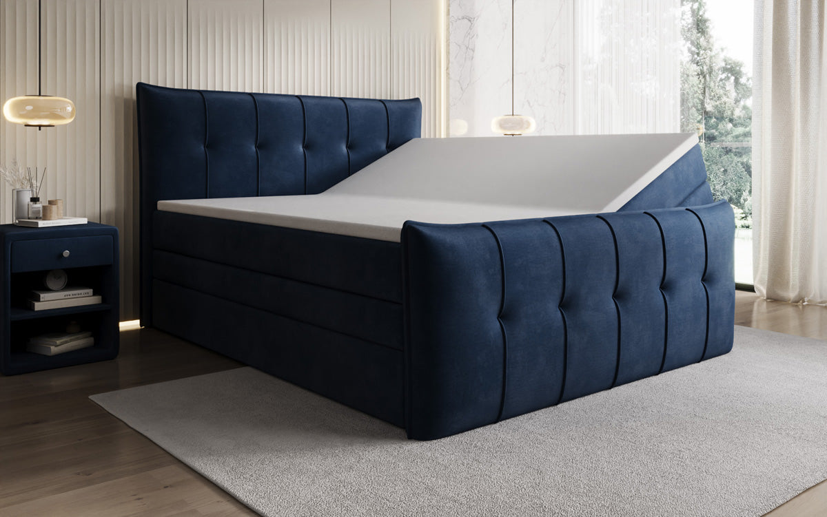 Boxspringbett Treviso mit Stauraum in Samt