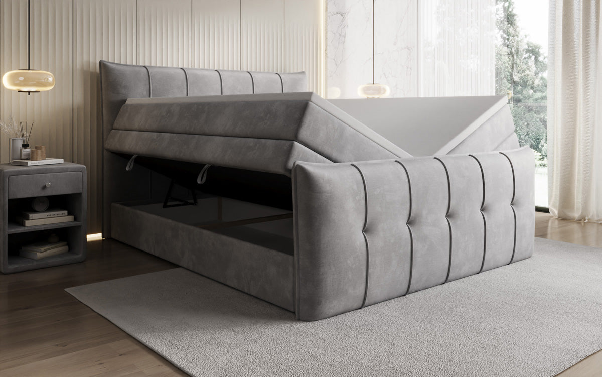 Boxspringbett Treviso mit Stauraum in Samt