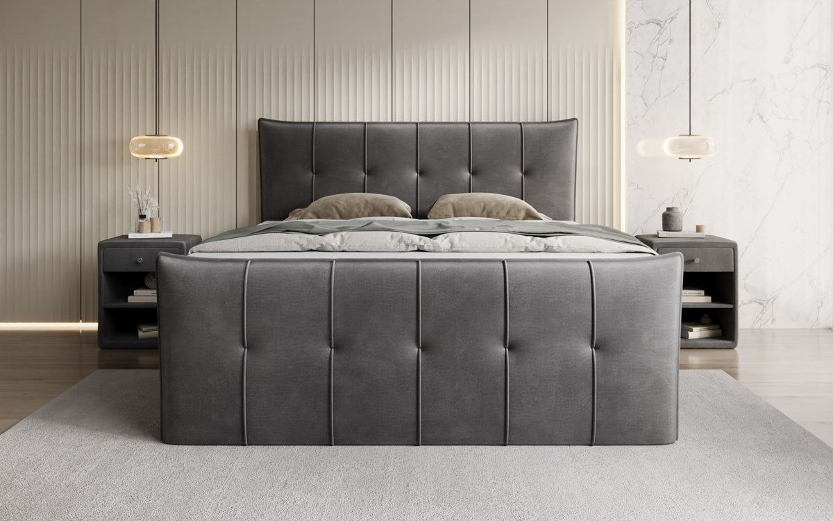 Boxspringbett Treviso mit Stauraum in Samt