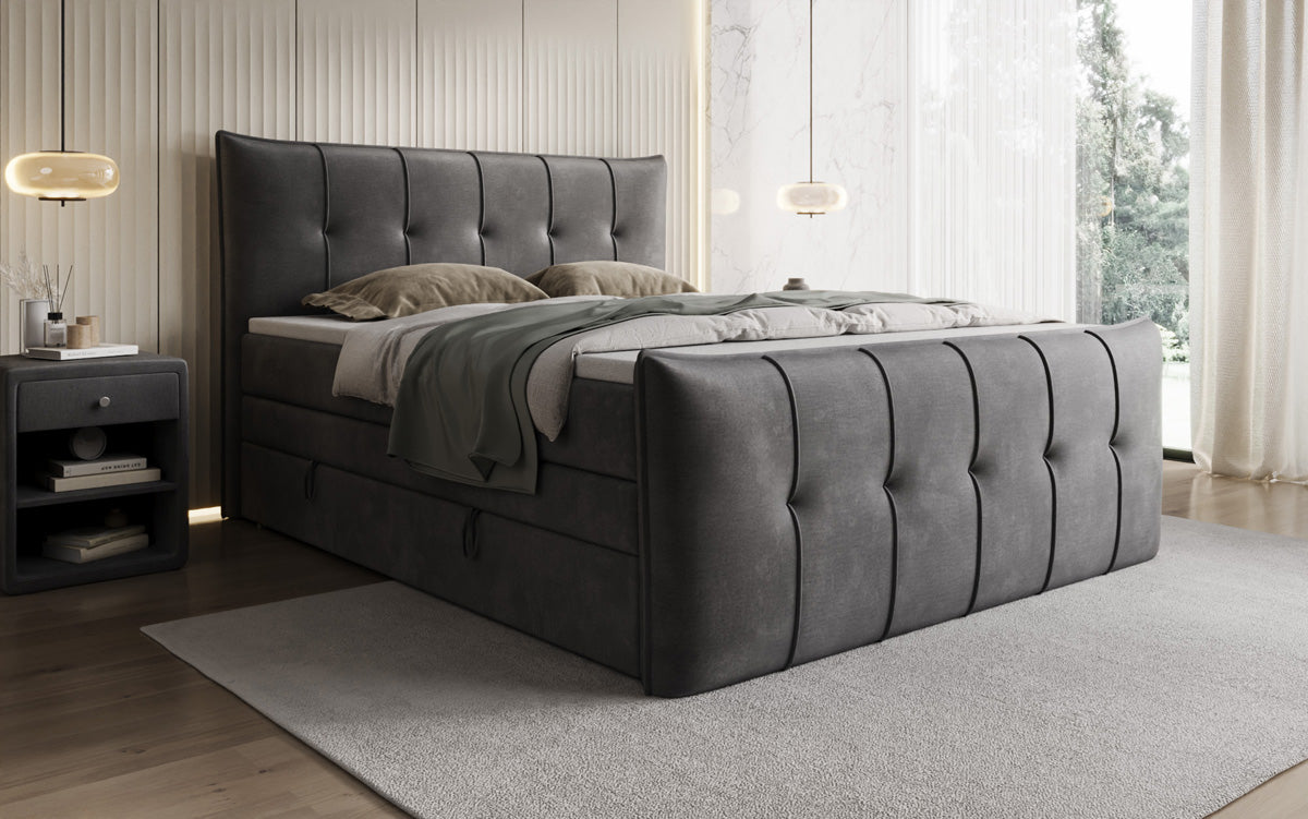 Boxspringbett Treviso mit Stauraum in Samt