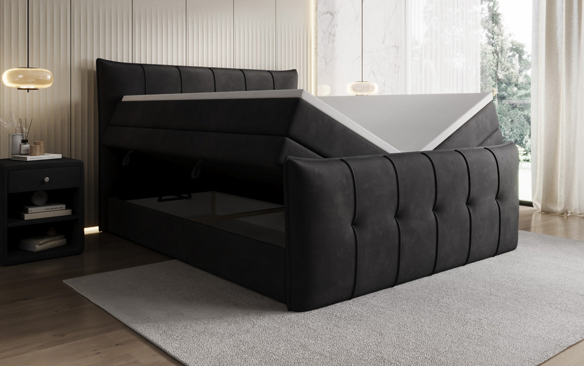 Boxspringbett Treviso mit Stauraum in Samt