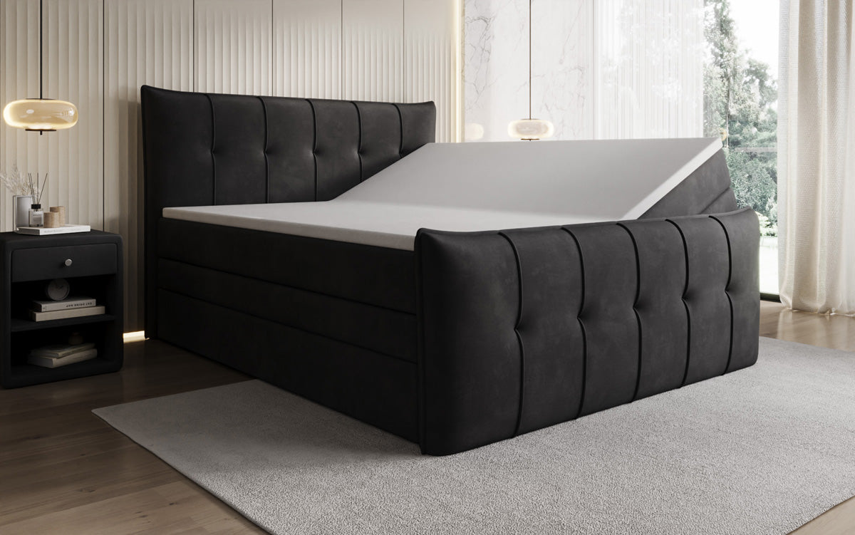 Boxspringbett Treviso mit Stauraum in Samt