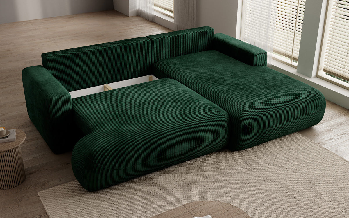 Designer Ecksofa Enzo mit Schlaf- und Klappfunktion in Cord