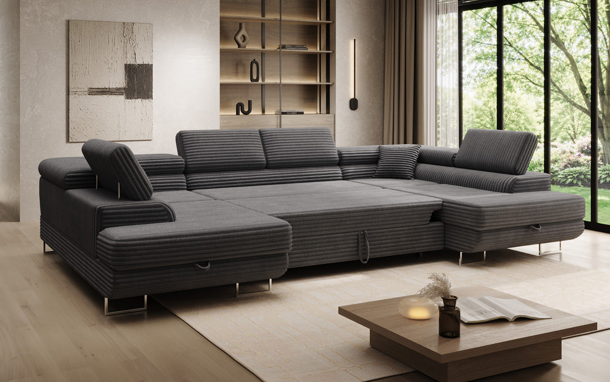 Designer Sofa Vigo mit Schlaf - und Klappfunktion in Cord
