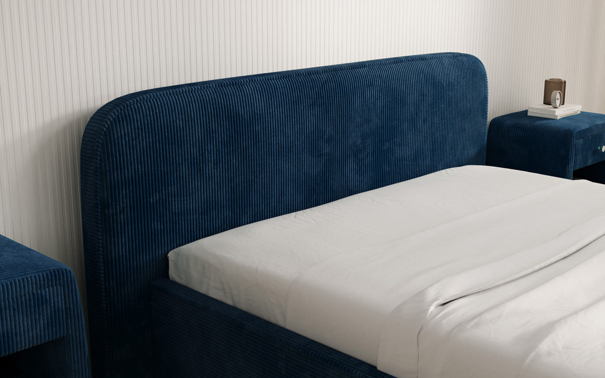 Designer Polsterbett Nola in Cord mit Stauraum