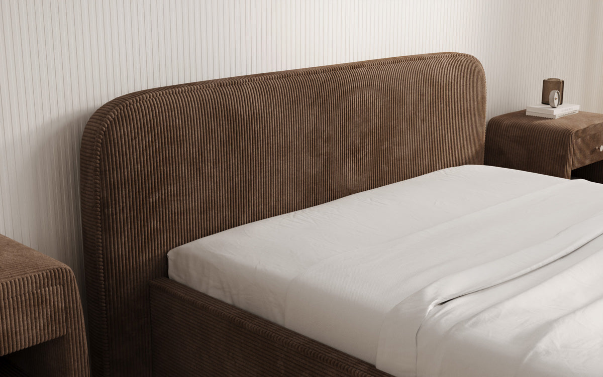 Designer Polsterbett Nola in Cord mit Stauraum
