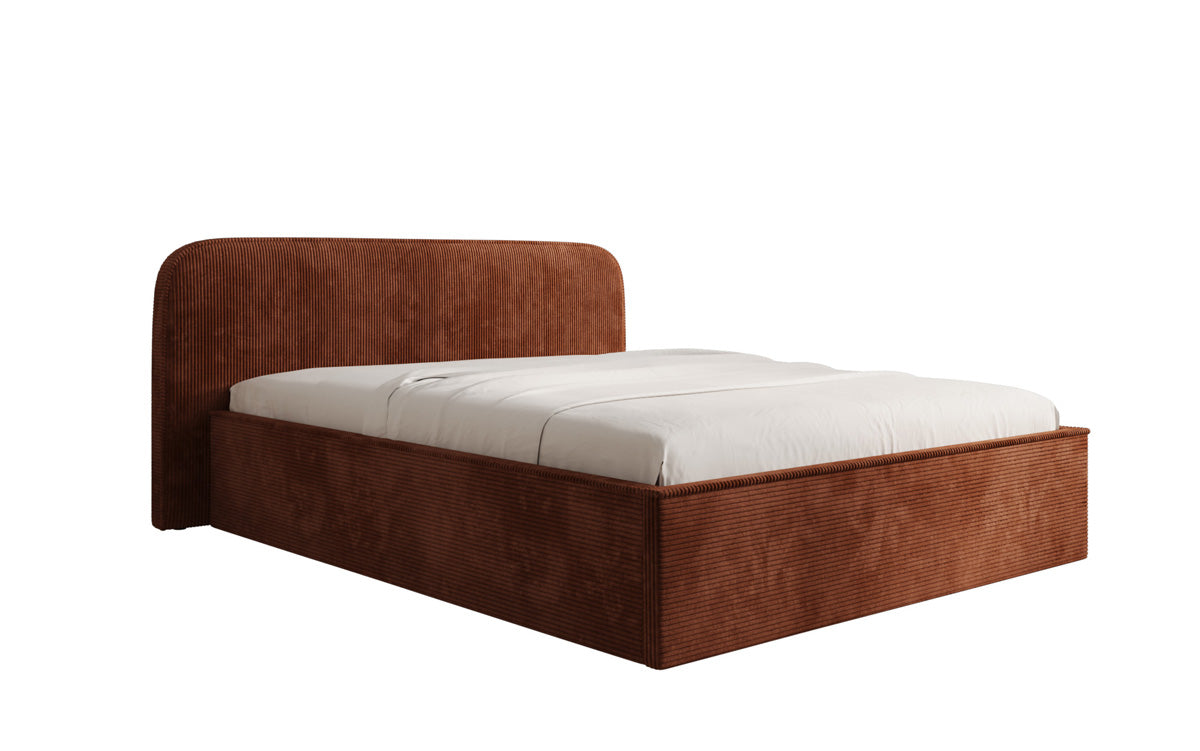 Designer Polsterbett Nola in Cord mit Stauraum