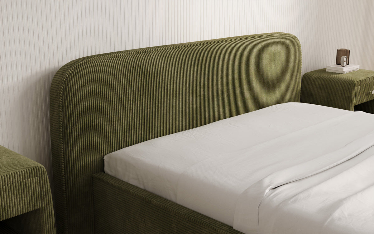 Designer Polsterbett Nola in Cord mit Stauraum